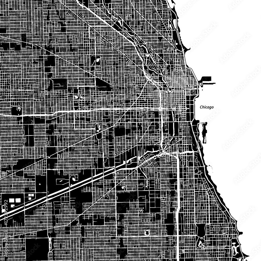 Wall mural chicago, illinois. downtown vector map.