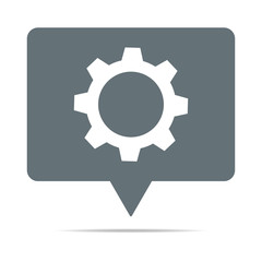 Graue Sprechblase mit Zahnrad