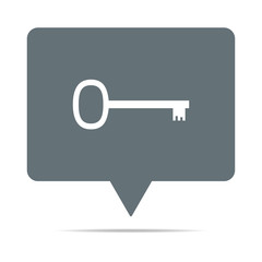 Graue Sprechblase mit Schlüssel