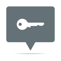 Graue Sprechblase mit Schlüssel - Schutz