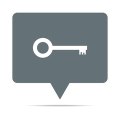 Graue Sprechblase mit Haustürschlüssel