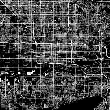 Phoenix, Arizona. Downtown Vector Map.