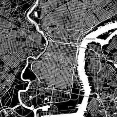 Philadelphia, Pennsylvania. Downtown vector map.