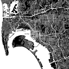 San Diego, California. Downtown vector map. - obrazy, fototapety, plakaty
