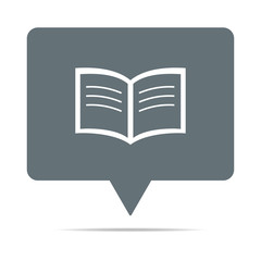 Graue Sprechblase mit Buch