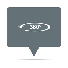 Graue Sprechblase mit 360 Grad