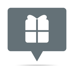Graue Sprechblase mit Geschenk - Paket