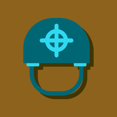 flat vector icon design collection military helmet with target in sticker style