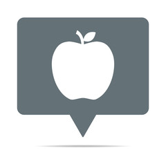 Graue Sprechblase mit Apfel