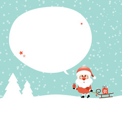 Santa Sleigh Speechbubble Retro