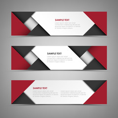 Fototapeta premium Abstract horizontal banners with black red pattern template