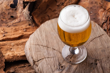 Light beer on stump