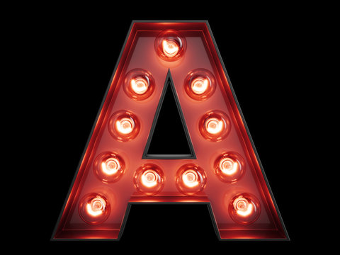 Light bulb alphabet character A font