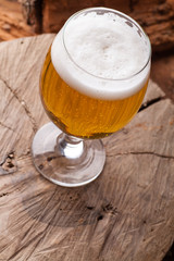 Light beer on stump