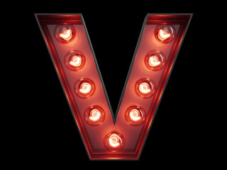 Light bulb alphabet character V font