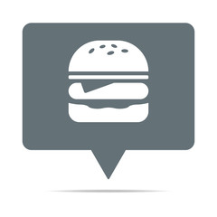 Graue Sprechblase mit Hamburger