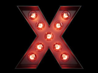 Light bulb alphabet character X font