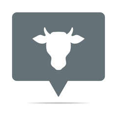 Graue Sprechblase mit Rinderkopf