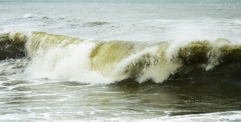 強風で濁る海　素材