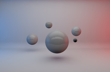 Abstract background with glossy 3d balls flowing across the gray background. illustration for your design