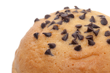 Chocolate Chips Coffee Bun isolated on white background