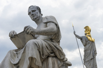 Statue portrait of Titus Livius in front of the austrian parliament in Vienna