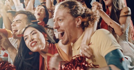 Fans cheering for sports team