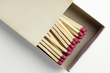 Closeup of matchbox, isolated on white.