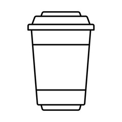 glass disposable for hot drinks with lid in monochrome silhouette vector illustration