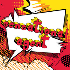 Sensational Agent - Comic book style word on abstract background.