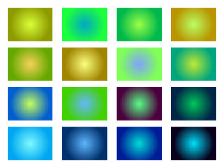 Set of gradient backgrounds. Blurred green shades. Vector illustration