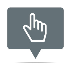 Graue Sprechblase mit Zeigefinger