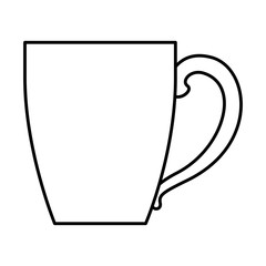 porcelain mug of coffee with handle in monochrome silhouette vector illustration