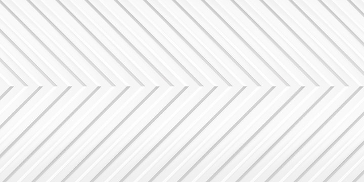 Volume realistic embossing texture, arrow, corner strips, white 3d geometric pattern, design vector light background
