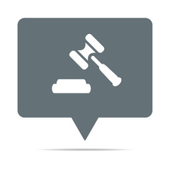 Graue Sprechblase mit Gerichtsbeschluss