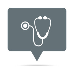 Graue Sprechblase mit Stetoskop