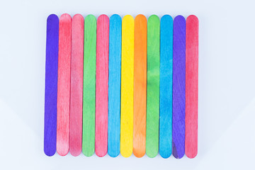Concept image of colorful ice cream sticks on the white background/selective focus, and copy space for word