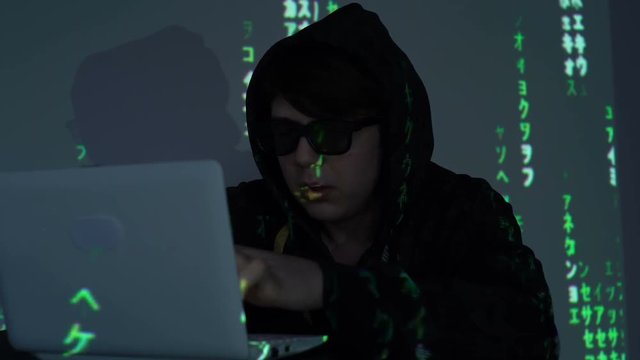 Man Use Laptop Keyboard With Shift With Illumination And Color Matrix