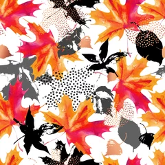 Poster Herfstbladeren aquarel naadloze patroon. © Tanya Syrytsyna