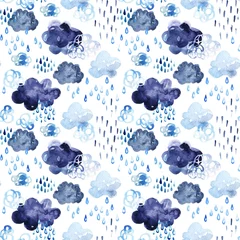 Door stickers Aquarel Nature Watercolor fall shower seamless pattern.