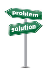 problem solution road sign illustration design over a white background