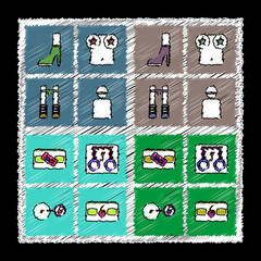 Set of flat shading style sex subject