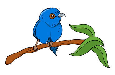 Blue Bird on Tree Branch