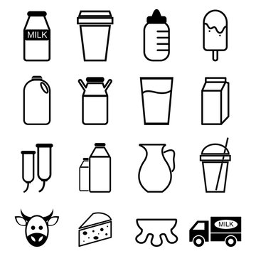 Milk icons set