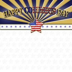 Naklejka premium Happy Columbus Day, Bright and shiny background for American Holidays in the colors red, white and blue.