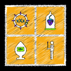 Set of flat shading style sex subject