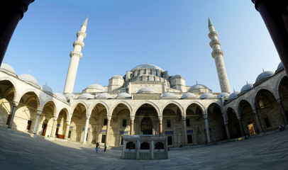 Fototapeta na wymiar Suleymaniye Mosque view from entrance in Istanbul, Turkey