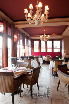 Table setting in modern restaurant