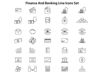 Finance And Banking Line Icons Set