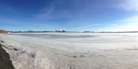 Frozen Myvatn lake